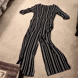 Pin-stripped Black & White Jumpsuit